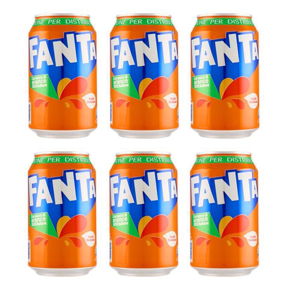 Coca-Cola Europäische Fanta Italienische Fanta Orangen-Geschmack Fruchtsaft 12% (Orange 9% + Zitrone 3%) Hochkonzentriert 150 ml 6 Dosen