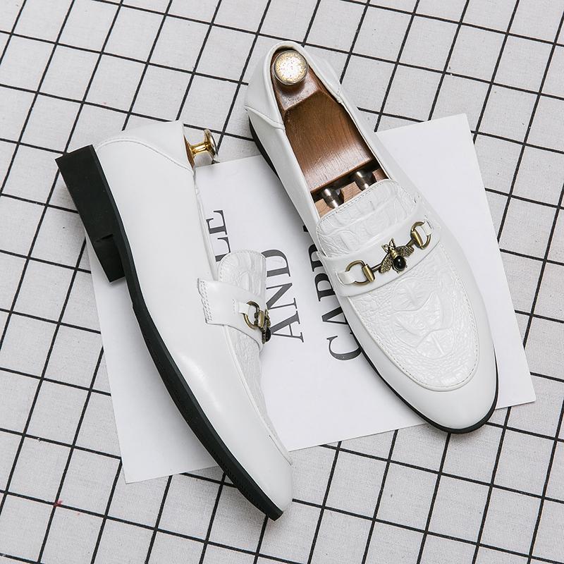 Fashion Summer Luxury Wedding Shoes Men's Luxury Crocodile Pattern Patent Leather Shoes Fashion Business Loafers Man Banquet Dress Shoes