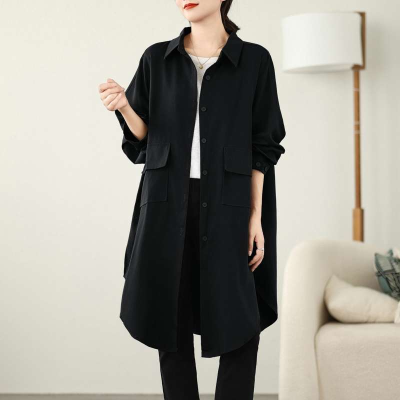 2025 Spring New Loose Plus Size Solid Color Long Coat