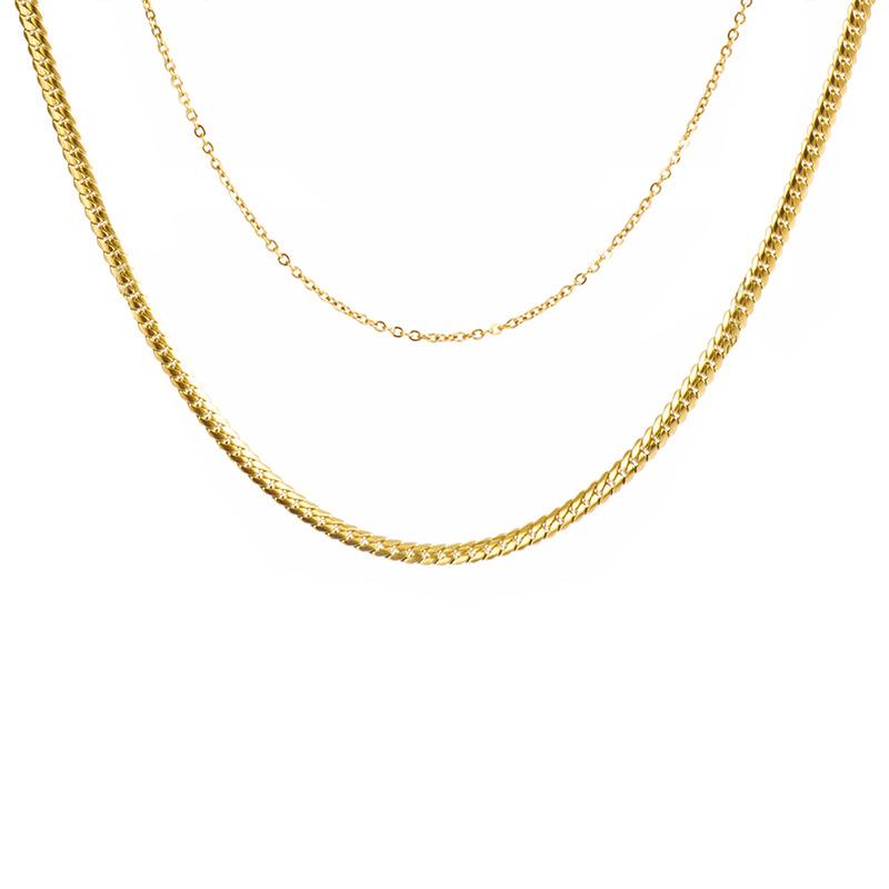 

Французская нежная многослойная цепочка из нержавеющей стали с плоским змеиным плетением, золотая подвеска-конверт из титановой стали, комплект ювелирных изделий из ожерелья