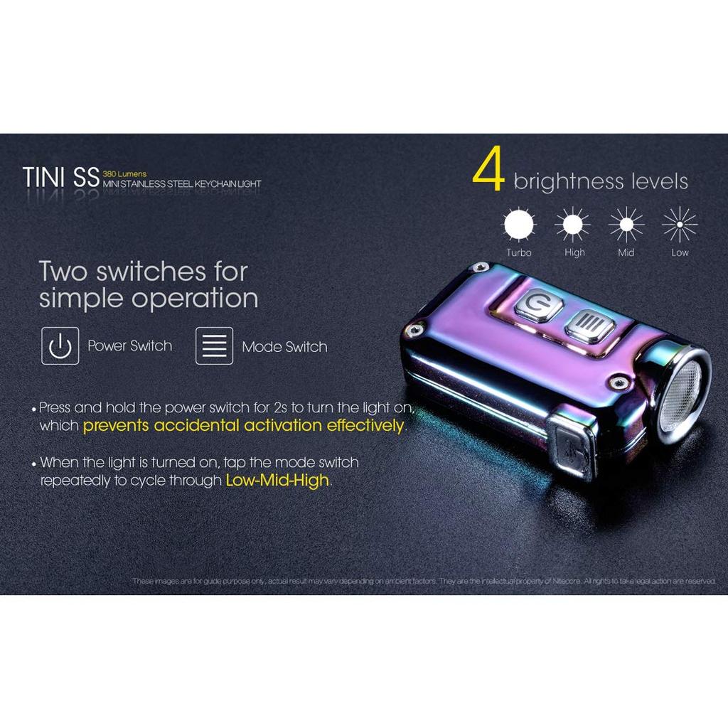 Nitecore TINI SS 380 Lumen Rechargeable Keychain Flashlight USB-C (Limited Edition)