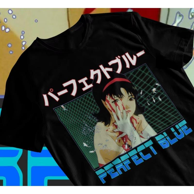 Trends Sommer 2025 Cosplay Neutrales Perfektes Blau T-Shirt Geschenk Horror Anime Manga Perfect Blue Mima Kirigoe Weiches T-Shirt