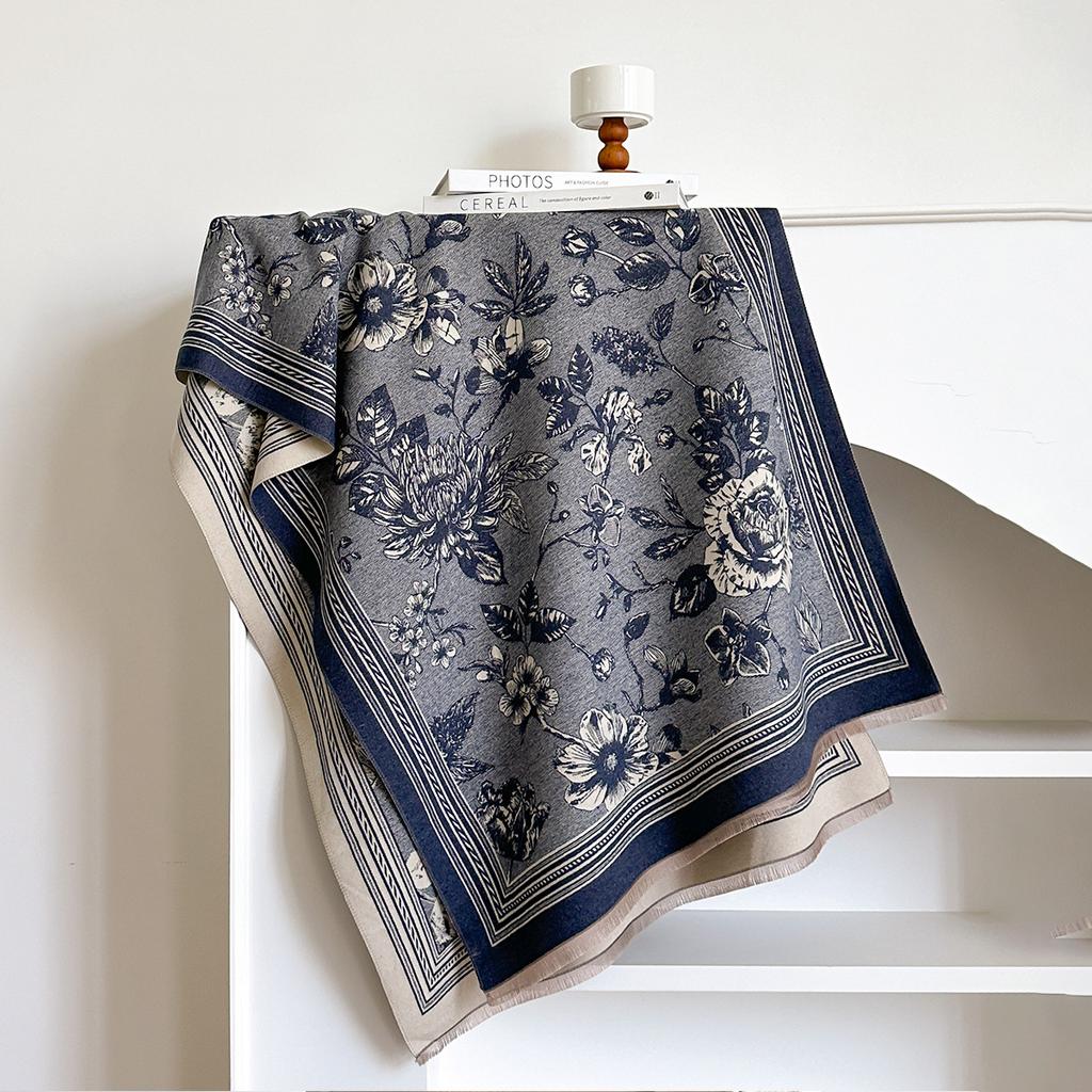 Kamelie Kaschmirschal Damen Winter Senior Sense Vielseitig Verdickt Warmer Schal Klimaanlagen Schal Kleiner Duft