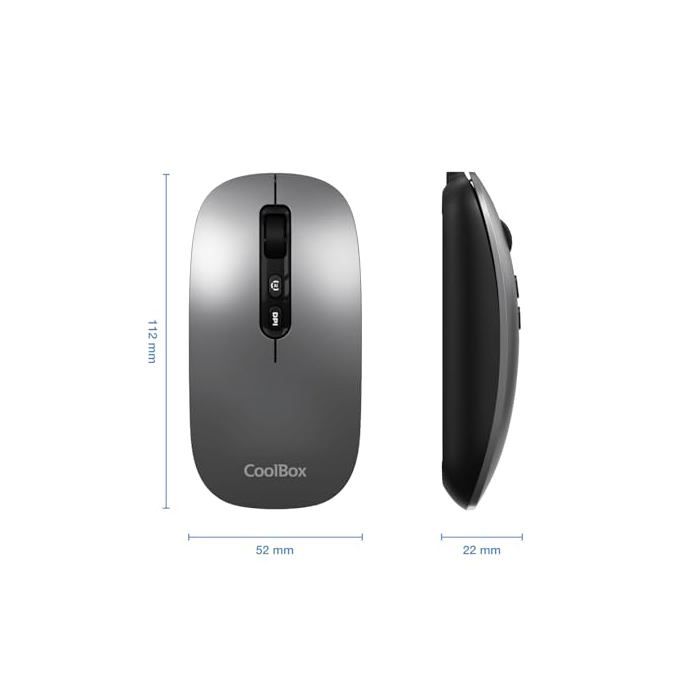 Souris sans fil silencieuse - CoolBox - W02 - Rechargeable - Ambidextre - Triple connexion sans fil - Bluetooth 5.0