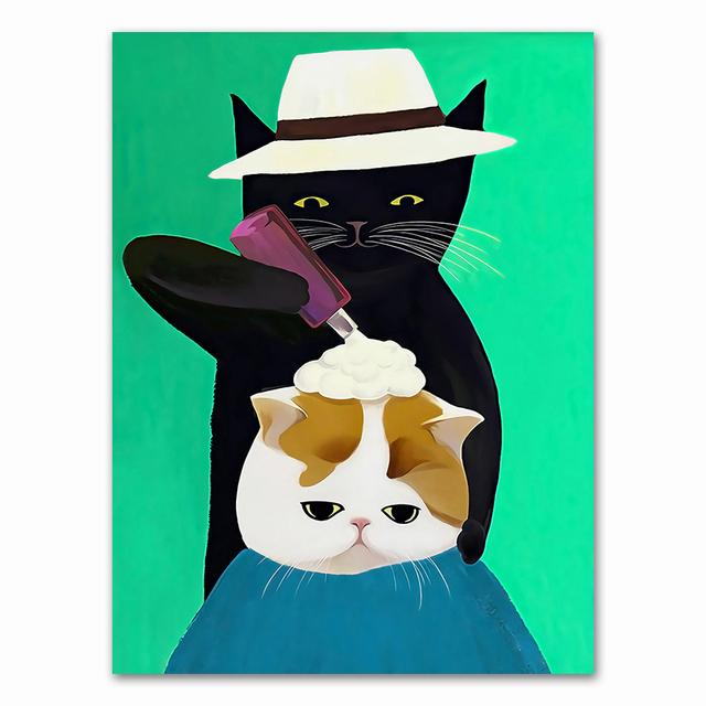 Cartoon Cat Posters And Prints Canvas Oil Painting Wall Art Pictures For Living Room Kid's Bedroom Nursery Cuadros Home Decor No Frame
