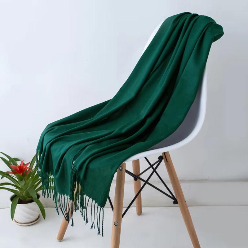 Luxury Design Brand Solid Women Cashmere Scarf Autumn Winter Warm Shawls Wraps  Men's Pashmina Tassel Scarves Female Foulard