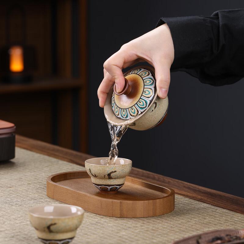 Chinese Ceramic Dunhuang Gaiwan Tea Set (4-Piece Gift Set)