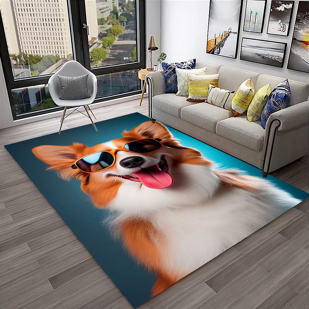 Süßer Hund Samojede, Chihuahua, Zwergspitz, Husky Cartoon Teppich für Zuhause Wohnzimmer Schlafzimmer Sofa Fußmatte Dekoration, Kinder Rutschfest