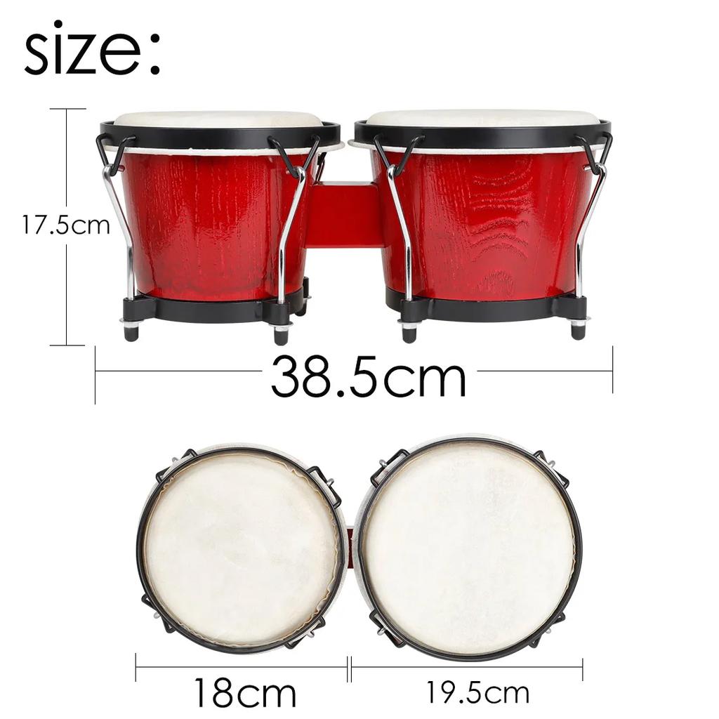 IRIN African Bongo Drum Wooden Clear Sound Percussion Instrument Thick Goatskin Tambourine Rhythm Music Parts Can Tuning