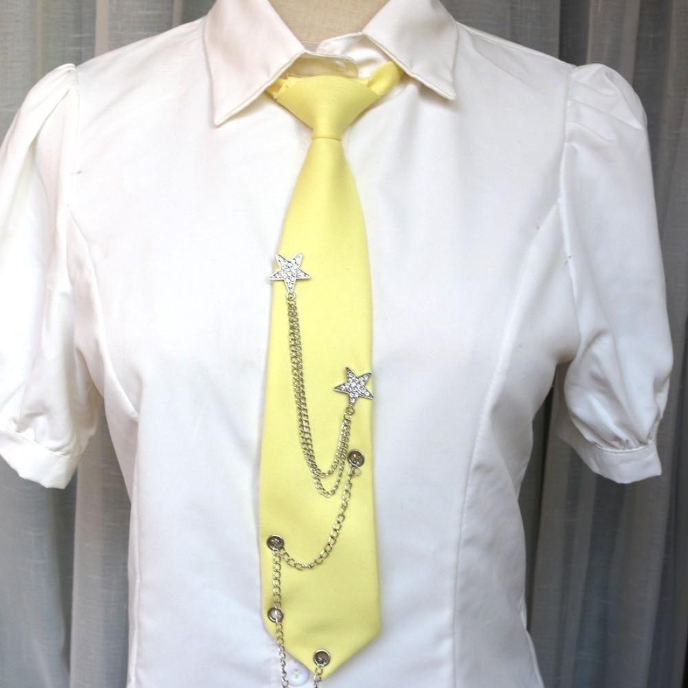 

Collares Academy Style Pre-tied Tie Geometric Candy Color Long Necktie Star Chain Tie Shirts Style 9