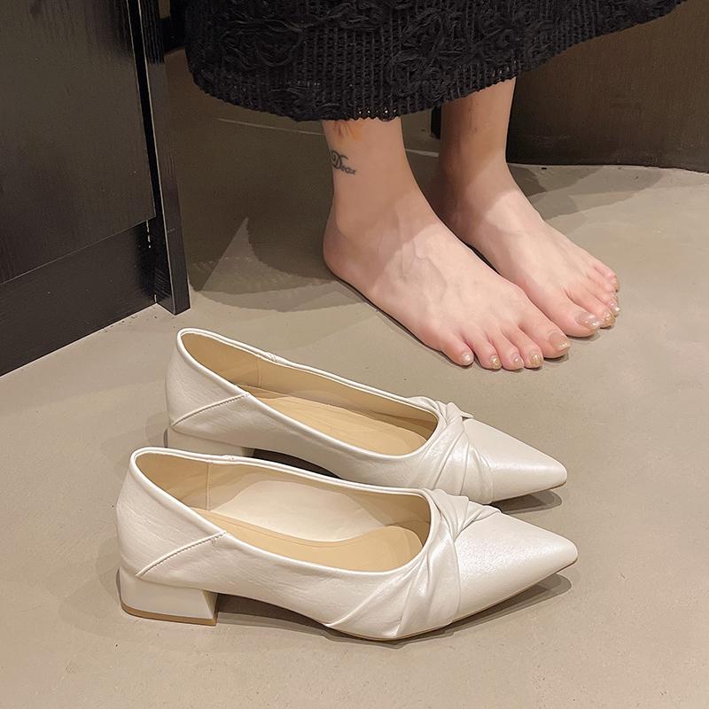 

Fashion 2025 New French Elegant Pointed Toe Low Heel Women s Singles 35