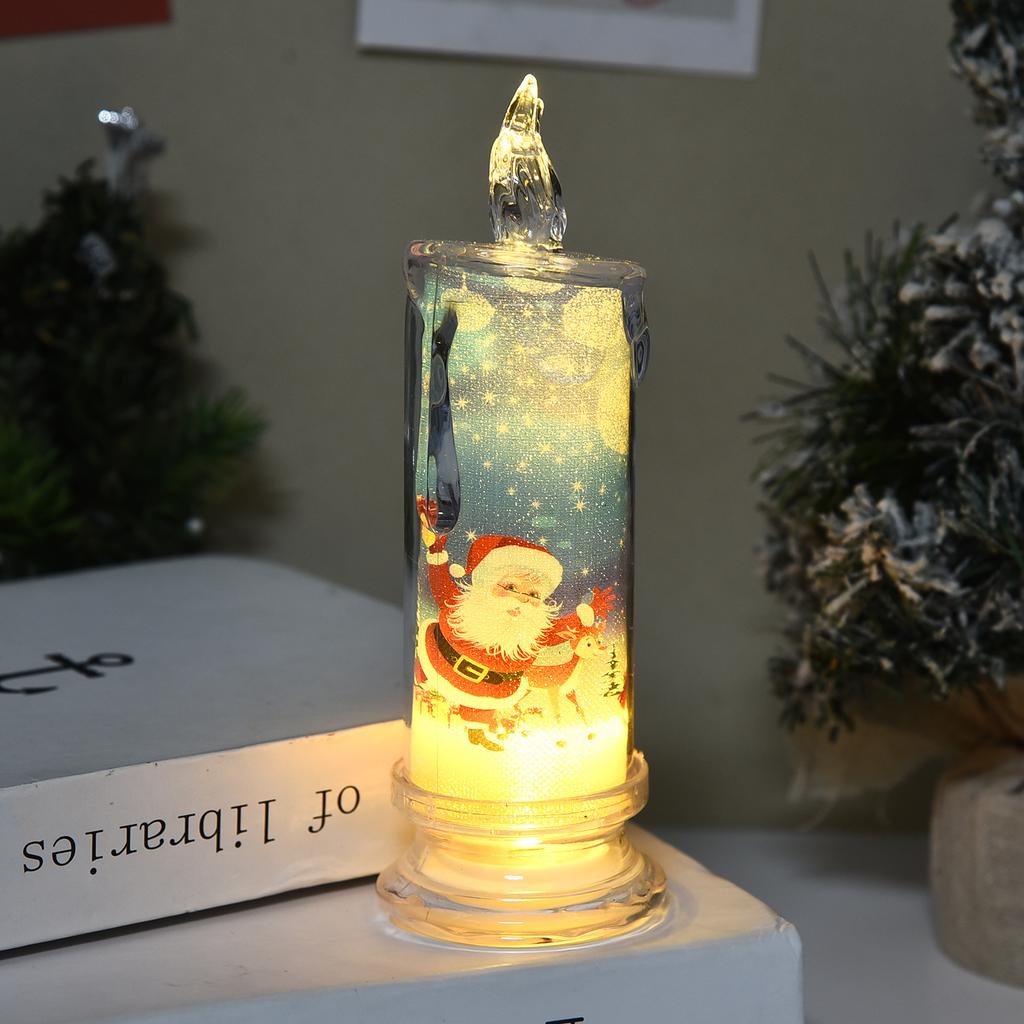 Christmas Simulation Candle Lights, Printed LED Electronic Candles, Festival Atmosphere Decor Ornaments