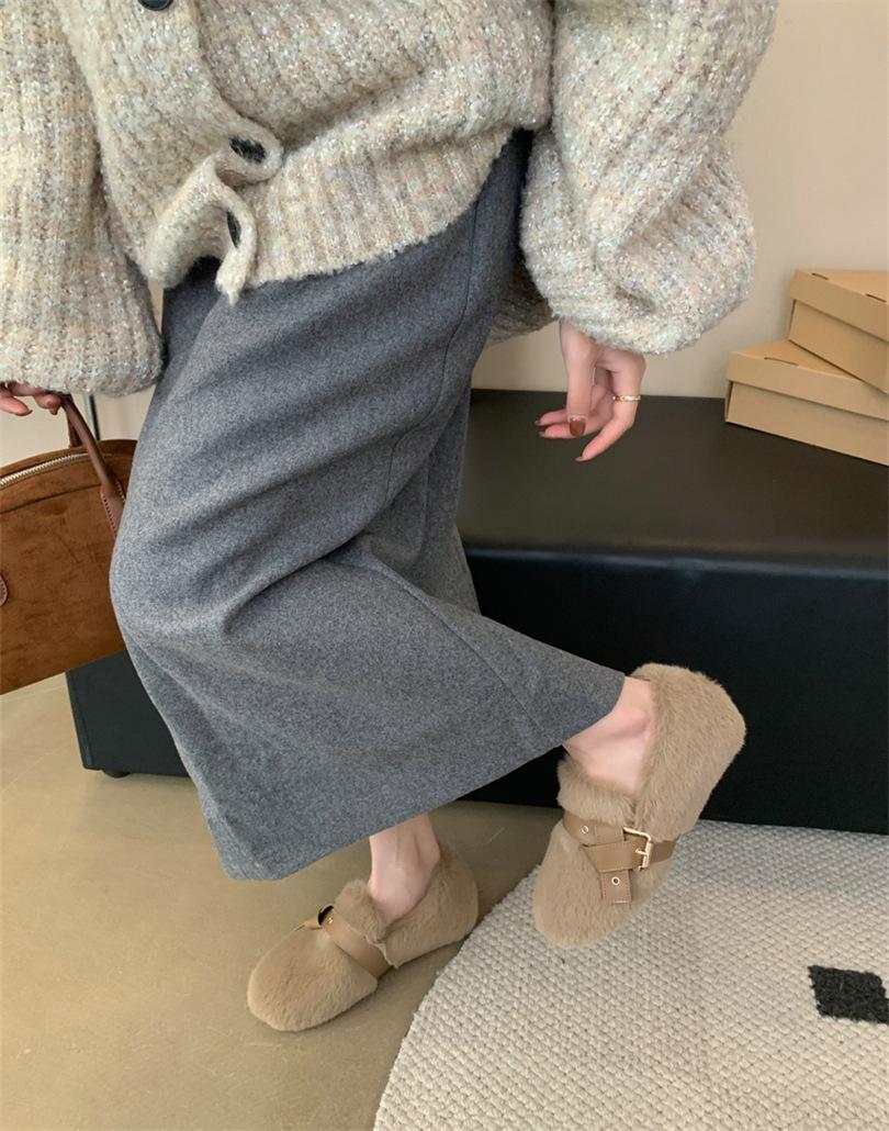 

Туфли Мао Мао женские на толстой подошве и с бархатом зимой, интернет-знаменитости, туфли из норки, туфли-бобы, хлопковые туфли, женские туфли на одной педали 39 абрикосовый