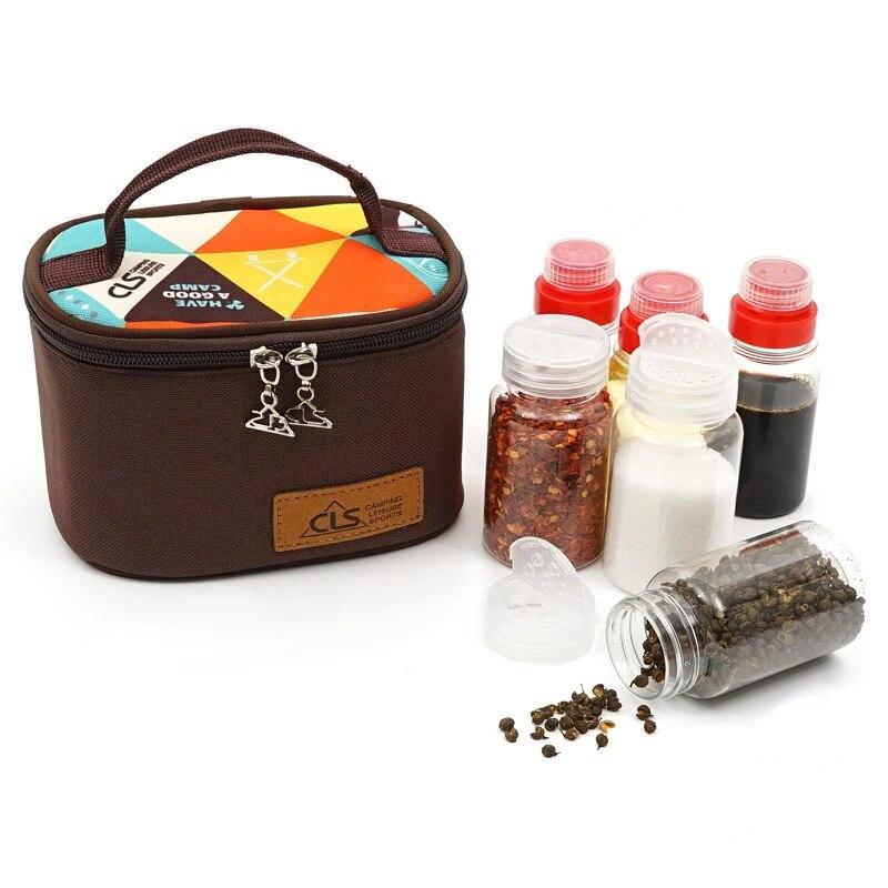 6pcs/Set Spice Sauce Condiment Bottle BBQ Camping Outdoor Picnic Pepper Jar Ketchup Seasoning Pot Container Kitchen Tool Portabl