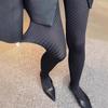 Women's Diagonal Stripe Tights - Thin, Anti-Snag, Slimming, Cable Knit Jacquard for Spring and Autumn.