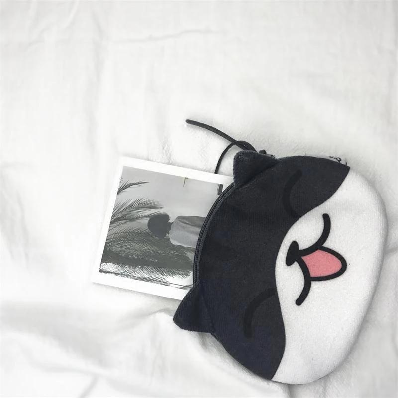Kawaii Cat Earphone Bags Children Coin Purse Interesting Cat Expression Earphone Data Cable Holder Portable Storage Bag