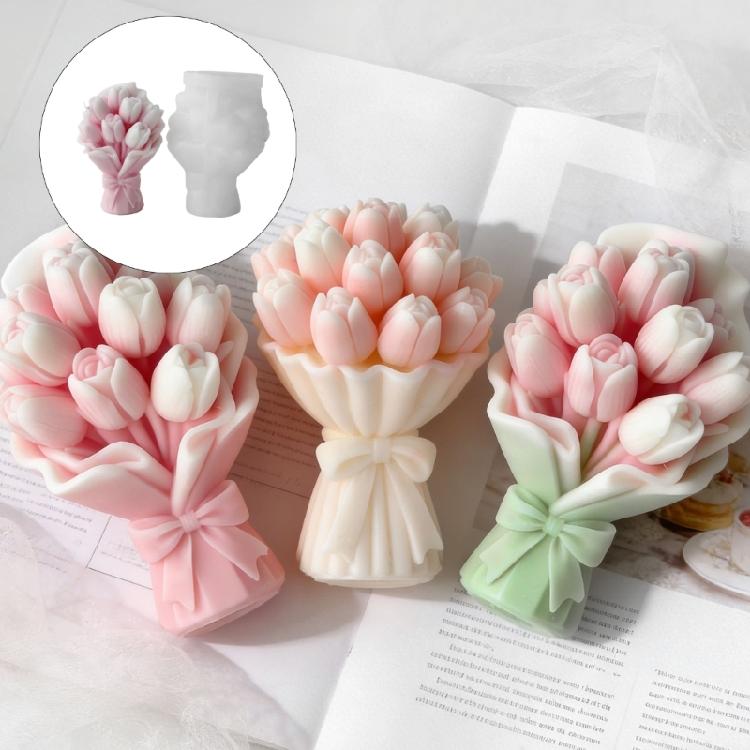 Food Grade Silicone Candle Mould For Tulips Bouquet Aromatherapys Craft Tool for Family Activity and Weddings