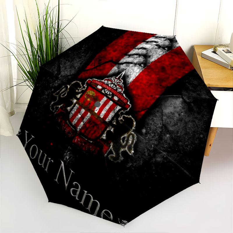 1 PC Automatic Folding Umbrella - Sunderland A.F Custom Name Pattern, Portable & Foldable Design with 8 Ribs, Christmas Birthday Gifts