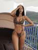 1011 New Women's Split Leopard Print Swimsuit Thong Low Waist Multi-rope Slim Simplicity