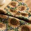 Vintage Sunflower Dining Table Fabric Coffee Table Cloth Round Color Woven Jacquard Tablecloth Pastoral Oil Painting Decorative Cover