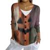 Women's Fashion Casual Knit Sweater Button-Up Halloween Printed  Cardigan Jacket