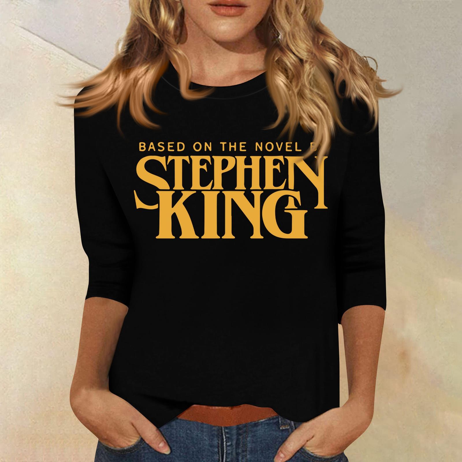 

3/4 рукава топы для женщин футболка повседневные принты топы футболка круглый вырез пуловер блузка XL