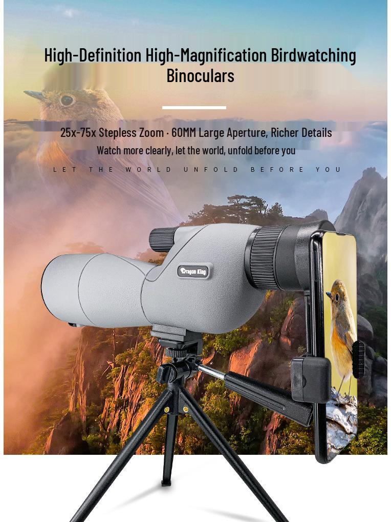60mm Large Aperture Birdwatching Scope with Continuous Zoom & Dual User Capability for Land and Sky - Outdoor HD Telescope