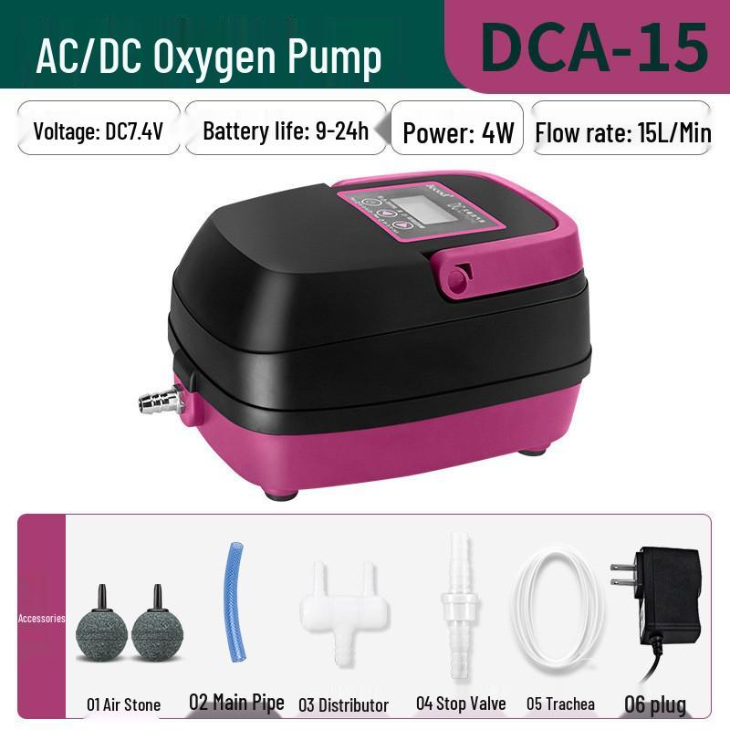 Jiebao DCA Rechargeable AC/DC Dual-Use Aerator Pump for Fish Tanks and Ponds