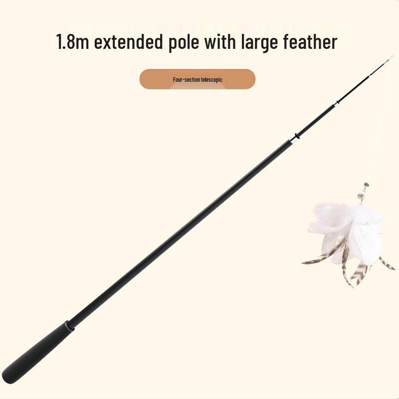 Retractable Cat Teaser Rod with Feather - Bite-Resistant Kitten Toy for Self-Play