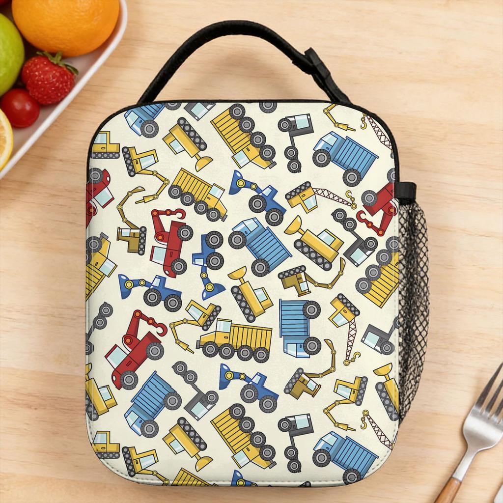 Toys Heavy Construction Machines Lunch Bag Travel Portable Tote Food Bags For Child Oxford Print Cooler Bag