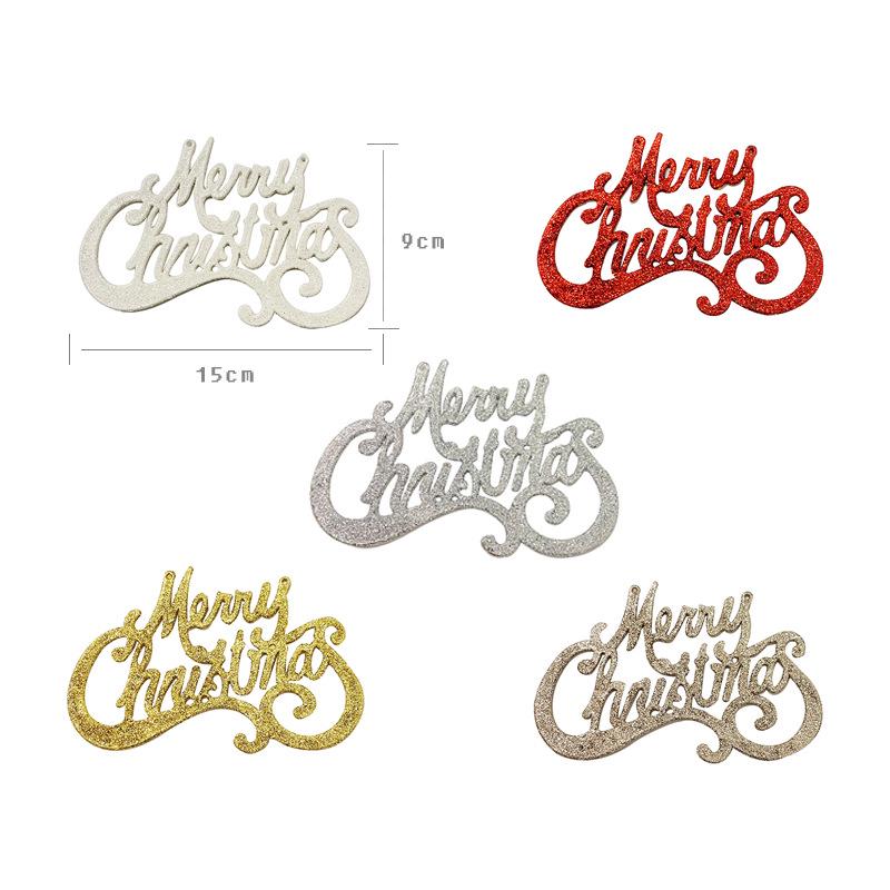 Gold Glitter Merry Christmas Letter Pendant Ornament for Tree Decoration