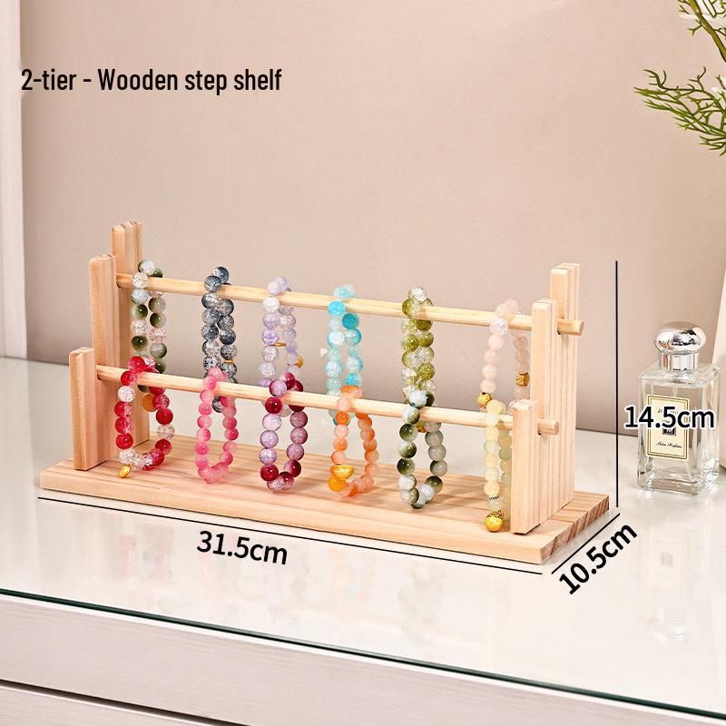 Solid Wood Bracelet Display Stand for Buddhist Beads, Jewelry, Hair Ties, and Headbands