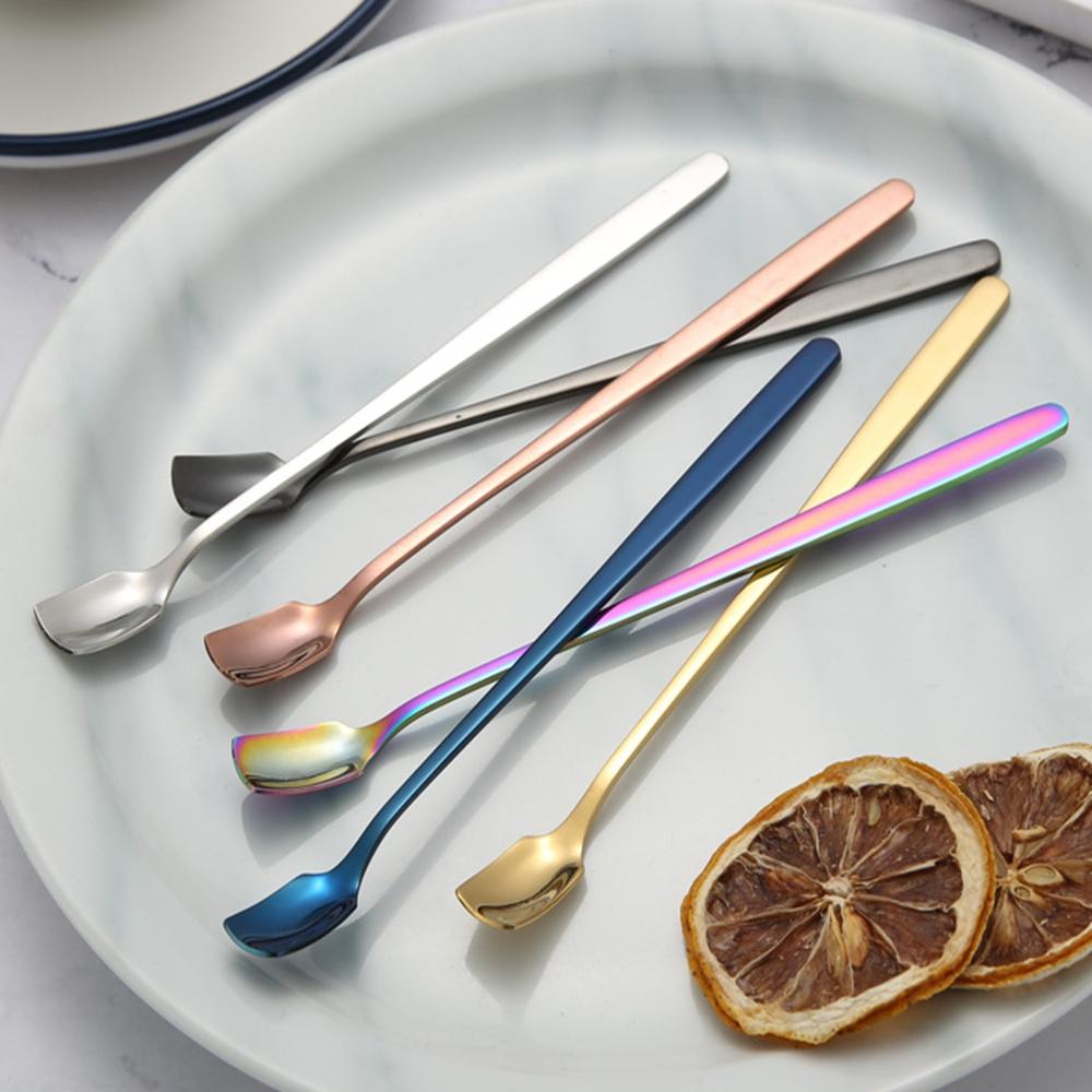 304 Stainless Steel Square Head Spoon Coffee Spoon Mug Spoon Long Handle Honey Mixing Spoon Gift Spoon Kitchen Accessories