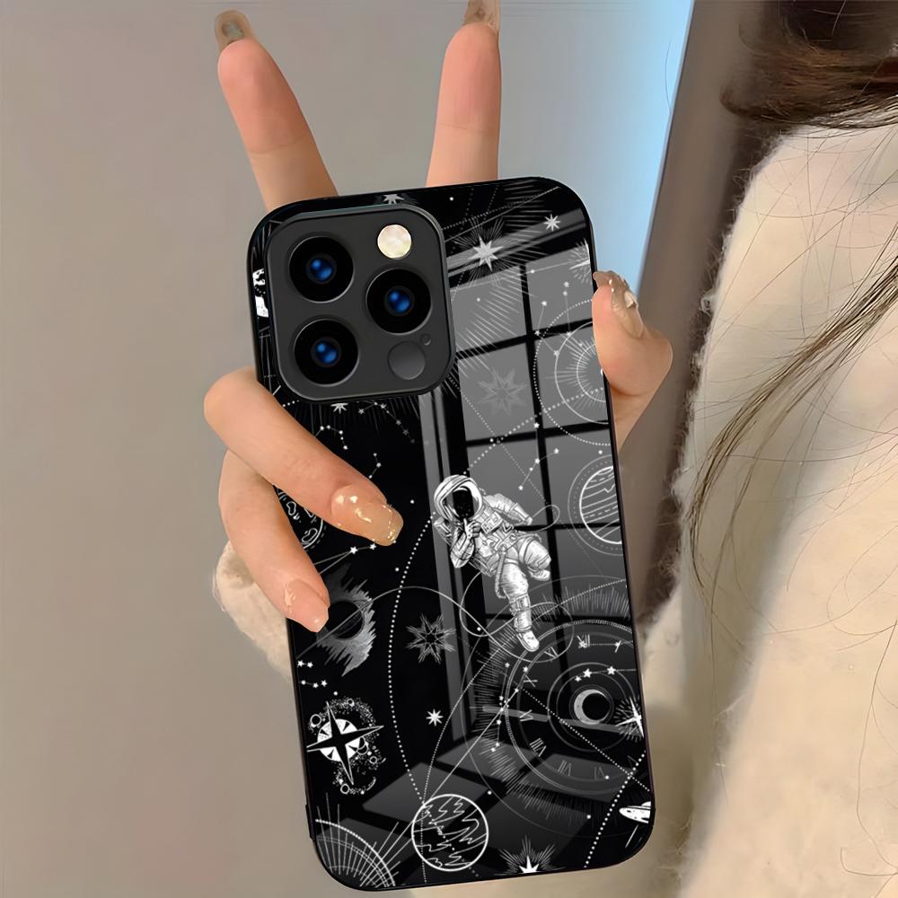 Astronaut Moon Stars Phone Case For IPhone 17 Pro Max 16 15 14 Pro Max 13 11 Plus Glass Cover