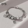 Women Bracelet Heart Shape Rhinestones Inlaid Bracelet with Adjustable Design No Fading Wear-Resistant Bracelet
