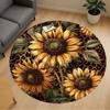 1pc Sunflower Leopard Print Round Chair Mat Area Rug - Non-Slip, Floor Mat for Office, Bedroom, and Indoor Decor -1002274