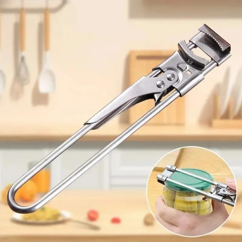 Stainless Steel Multi Function Can Jar Opener Labor Saving Adjustable Grip Easy Use Household Kitchen Gadget