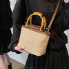Weaving Bag Summer New Bamboo Handle Tote Straw Bag Niche Simple Shoulder Crossbody Bucket Bag Women's Bag