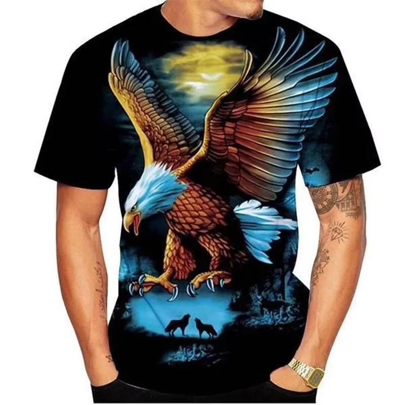 3D Print Sport Quick Dry Breathable Men Eagle Print American Bird Outdoor Casual Street Fashion Running Short Sleeve Top