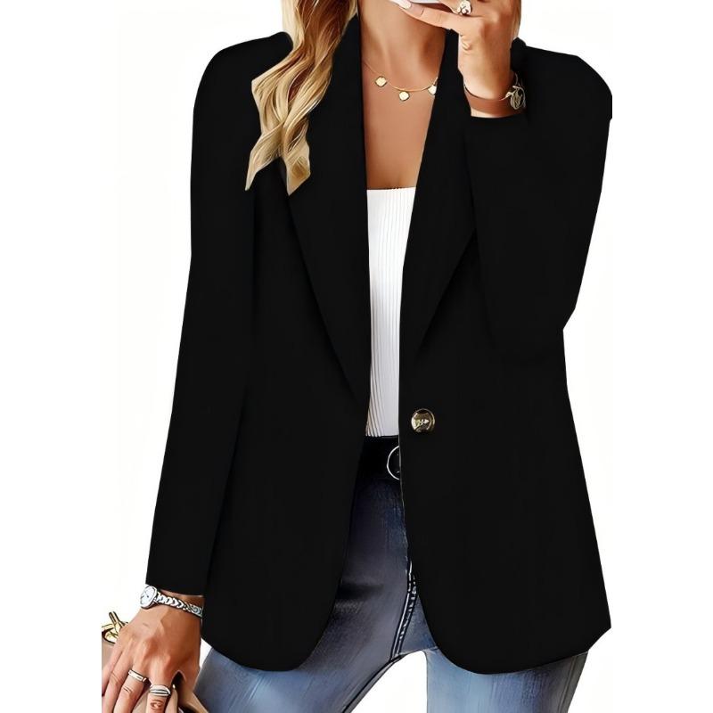 Autumn and Winter Fashion Versatile Solid Color One-button Blazer Women