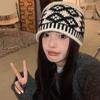 Rhombus Fisherman Hat Grid Pattern Cap Knitted Warmth Oversized Design Unisex