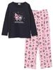 Sanrio Characters My Melody Kuromi Roomwear Pajamas Long Sleeve Gray Black M L [Kaitac Family] Women's (M, Kuro)