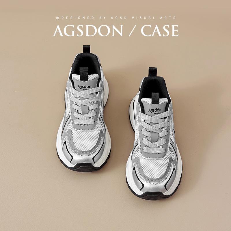 Augustine silver dad shoes women 2025 new summer retro college style platform mesh casual sneakers