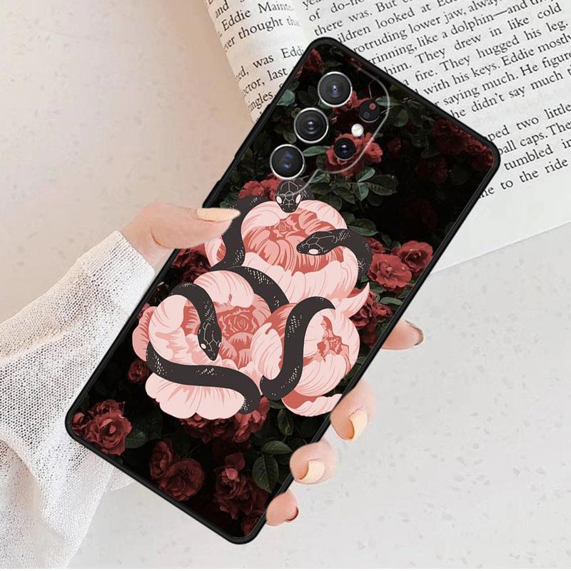 Fashion Snake Flower Phone Case For Samsung Galaxy S25 S23 S30 S8 S21 S20 FE S24 S22 Note 10 20 S8 Plus Lite Ultra