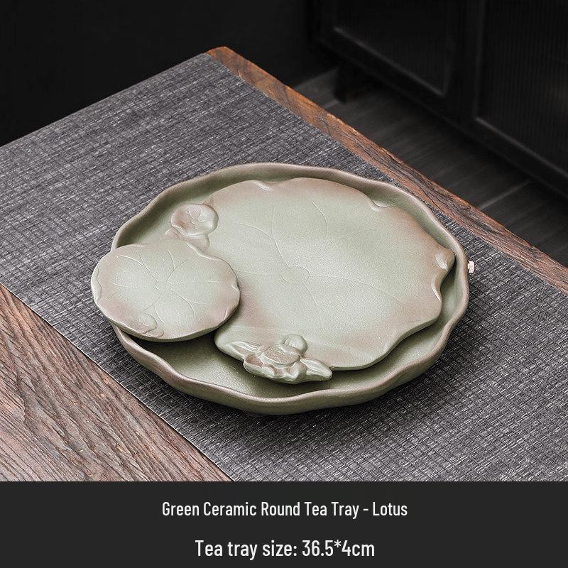 Chaxun Green Pottery Lotus Tea Tray