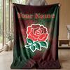 England Rugby Custom Flannel Throw Blanket Print Your Name Text Soft Warm Blanket Holiday Present
