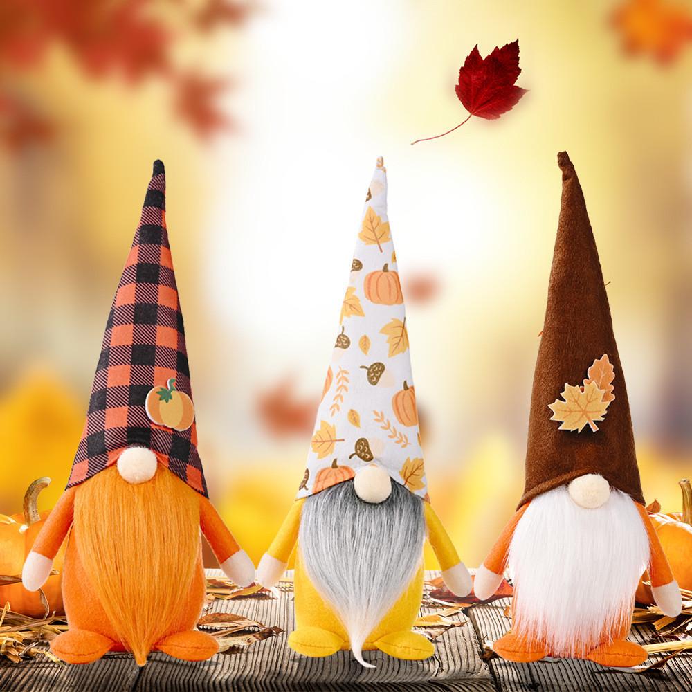 New Seasonal Home Decor Thanksgiving Pumpkin And Maple Leaf Plush Figurine For Autumn Festivities