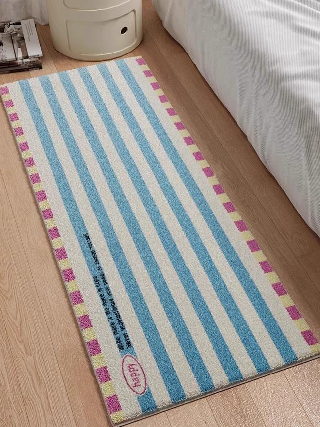 VIKAMA Striped Carpet Soft Plush Bedroom Bed Blanket Long Strip Living Room Bay Window Balcony Floor Cushion Home Decor