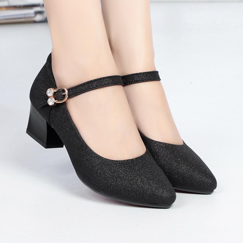 

Soft-soled Spring and Autumn Shoes, Mid-heel, Professional and Versatile, One-strap Mid-length Shoes, Women s Shoes 43 чорний