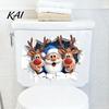 DIY Room Beautification Stickers Christmas Santa Claus And Elk Toilet Stickers, 3D Wall Breaking Decals, Decorative Window Films for Waterproof